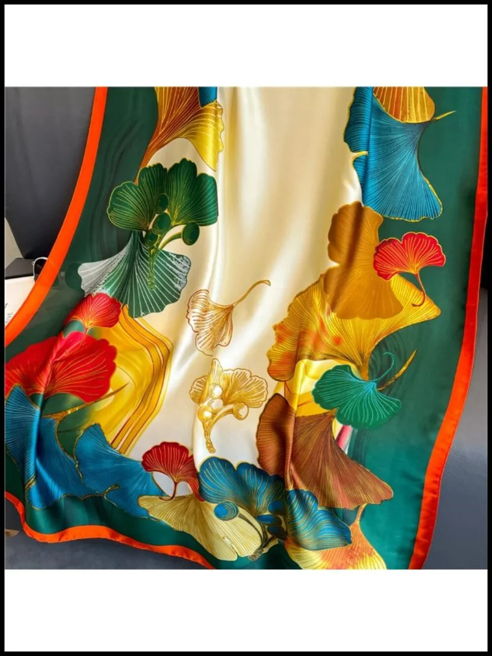 Lightweight Long Floral Satin Scarf Shawl Wrap for Women